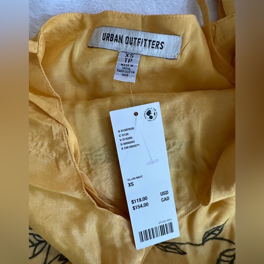 SOLD💛Urban Outfitters Carmen Embroidered Fringe Sleeveless Mini Dress in Yellow - Picture 8 of 16
